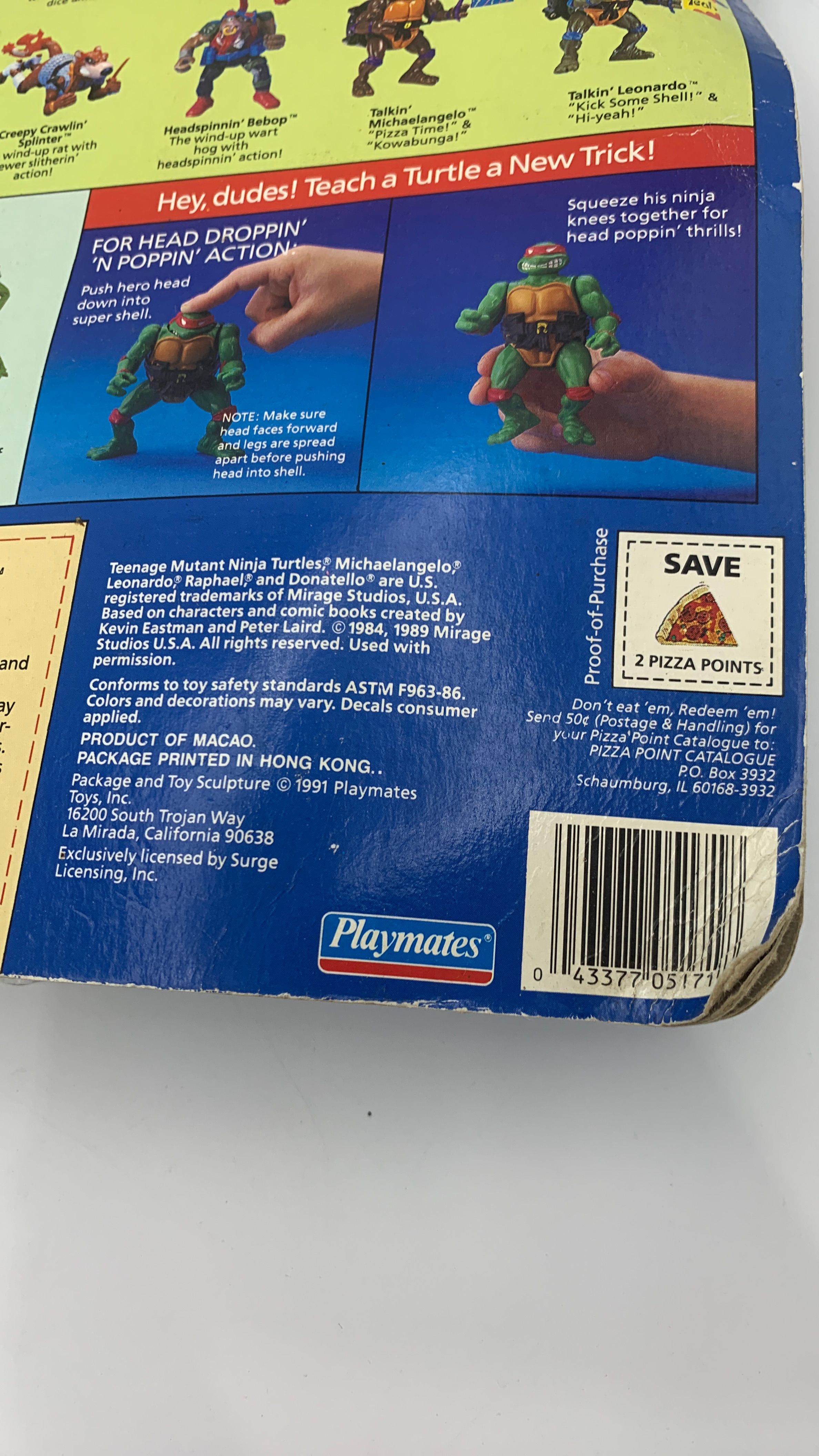 Playmates Teenage Mutant Ninja Turtles Headdroppin’ Leo Vintage Figure 1991 view 8