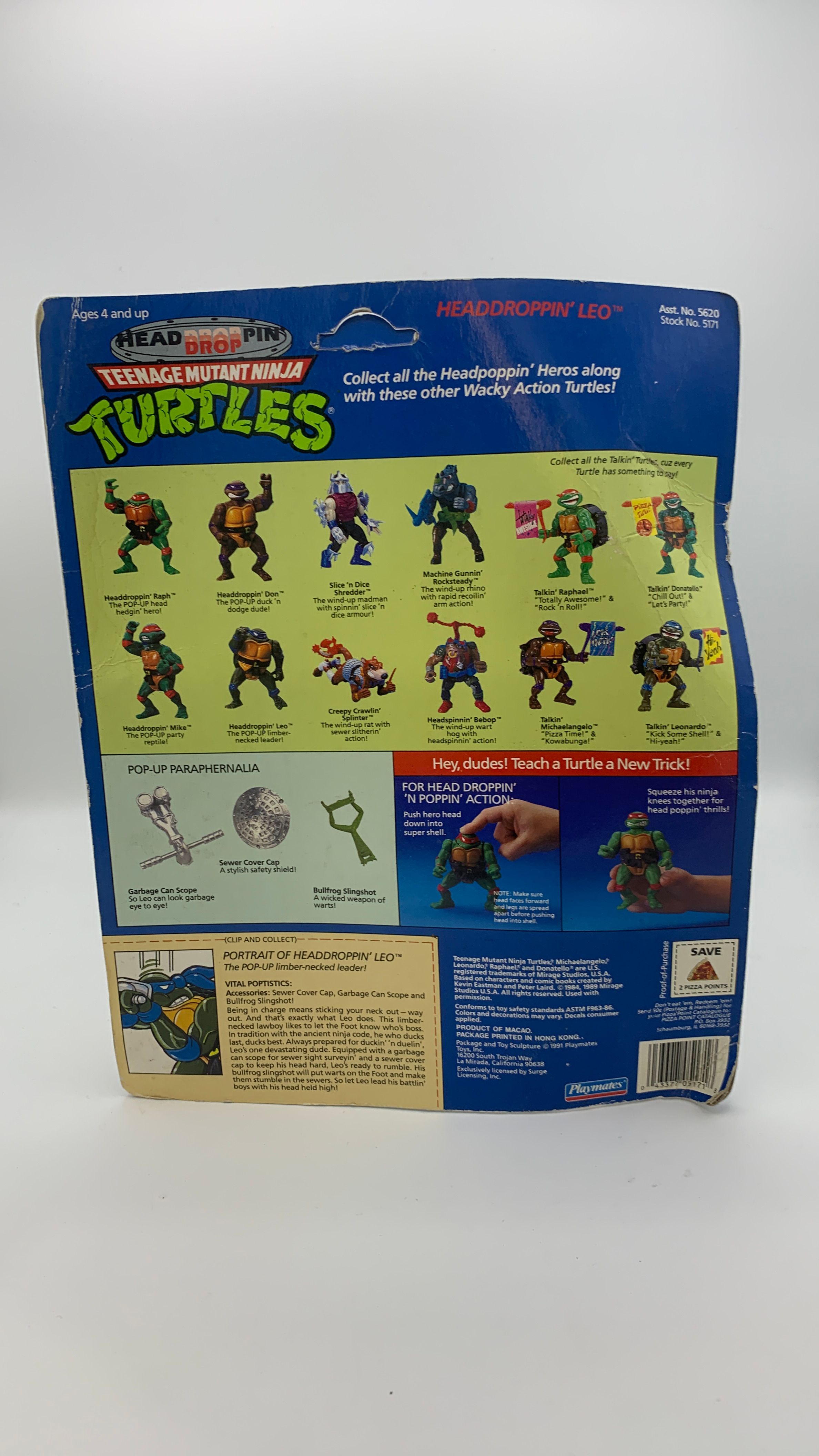 Playmates Teenage Mutant Ninja Turtles Headdroppin’ Leo Vintage Figure 1991 view 9