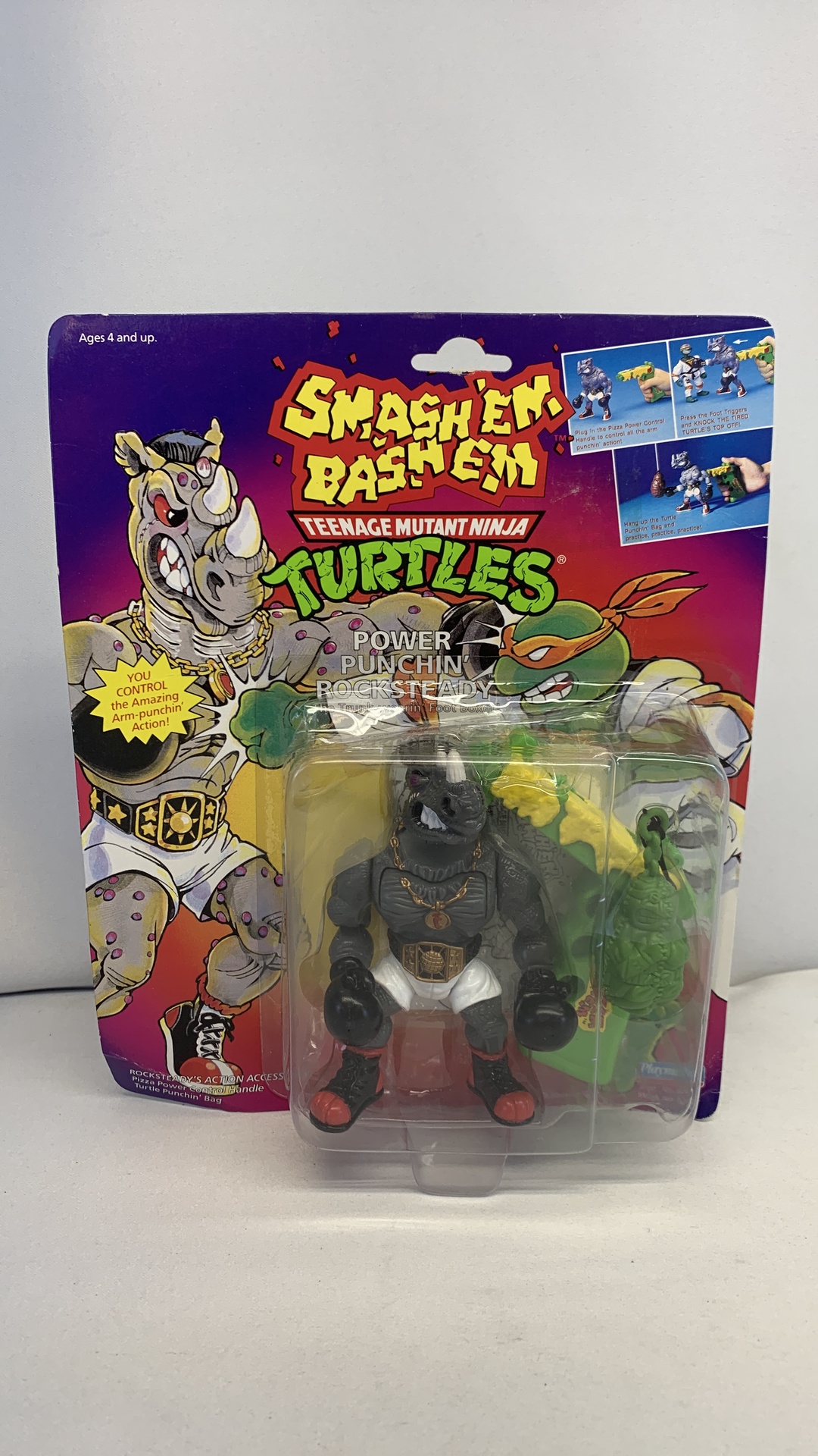 Playmates Teenage Mutant Ninja Turtles Power Punchin’ Rocksteady Vintage Figure 1992
