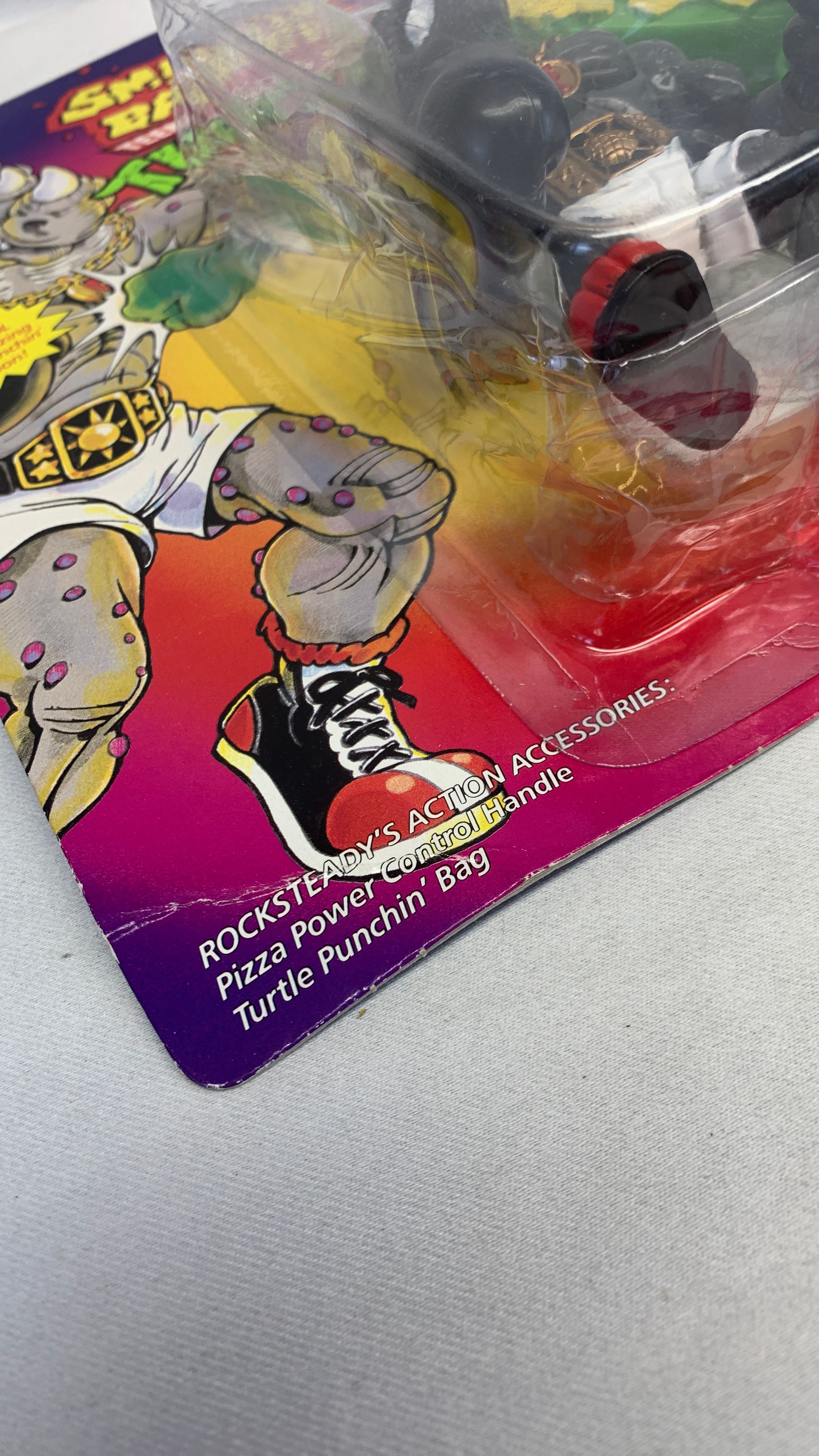 Playmates Teenage Mutant Ninja Turtles Power Punchin’ Rocksteady Vintage Figure 1992 view 2