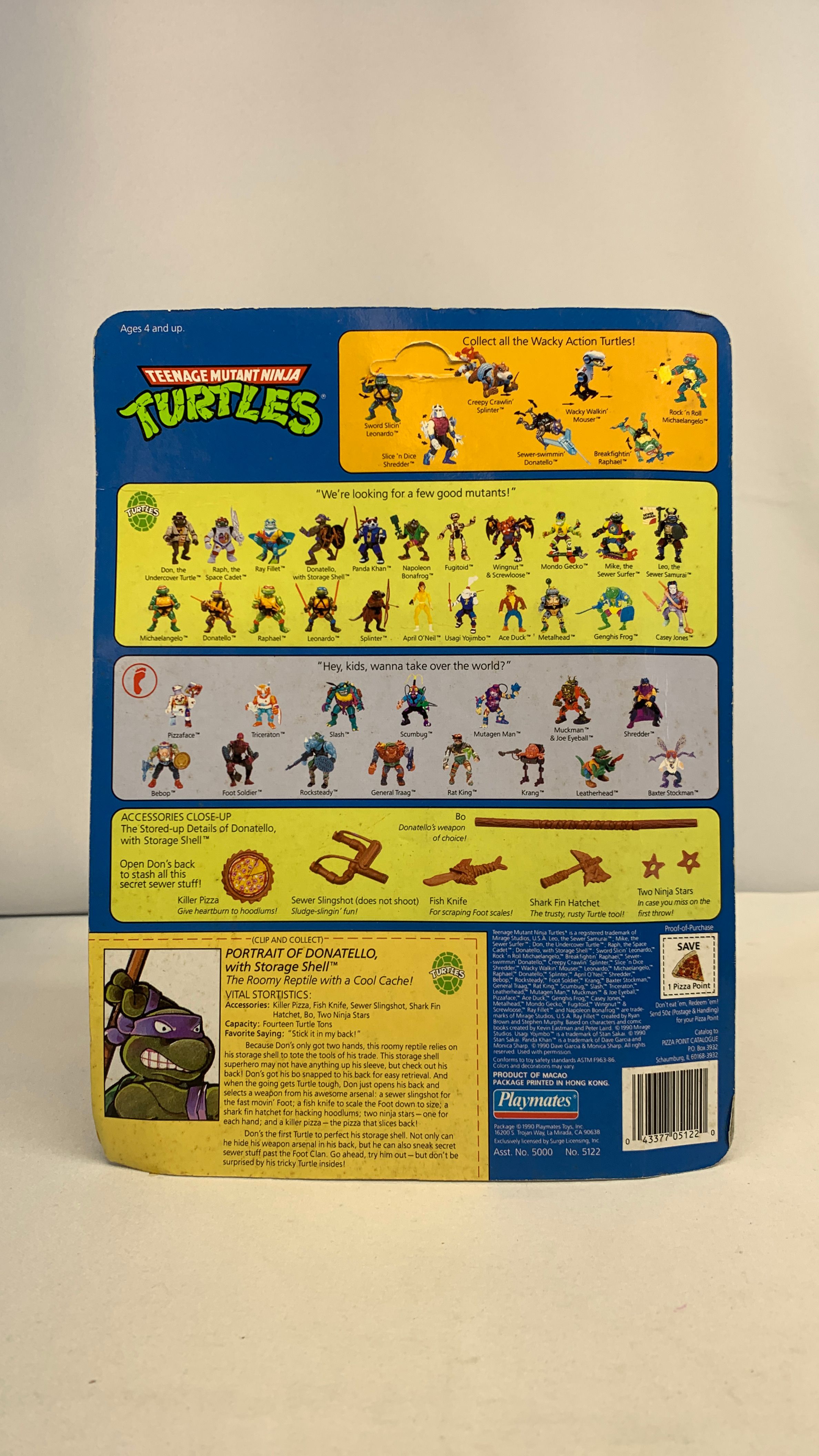 Playmates Teenage Mutant Ninja Turtles Donatello W Storage Shell Vintage Figure 1990 view 8