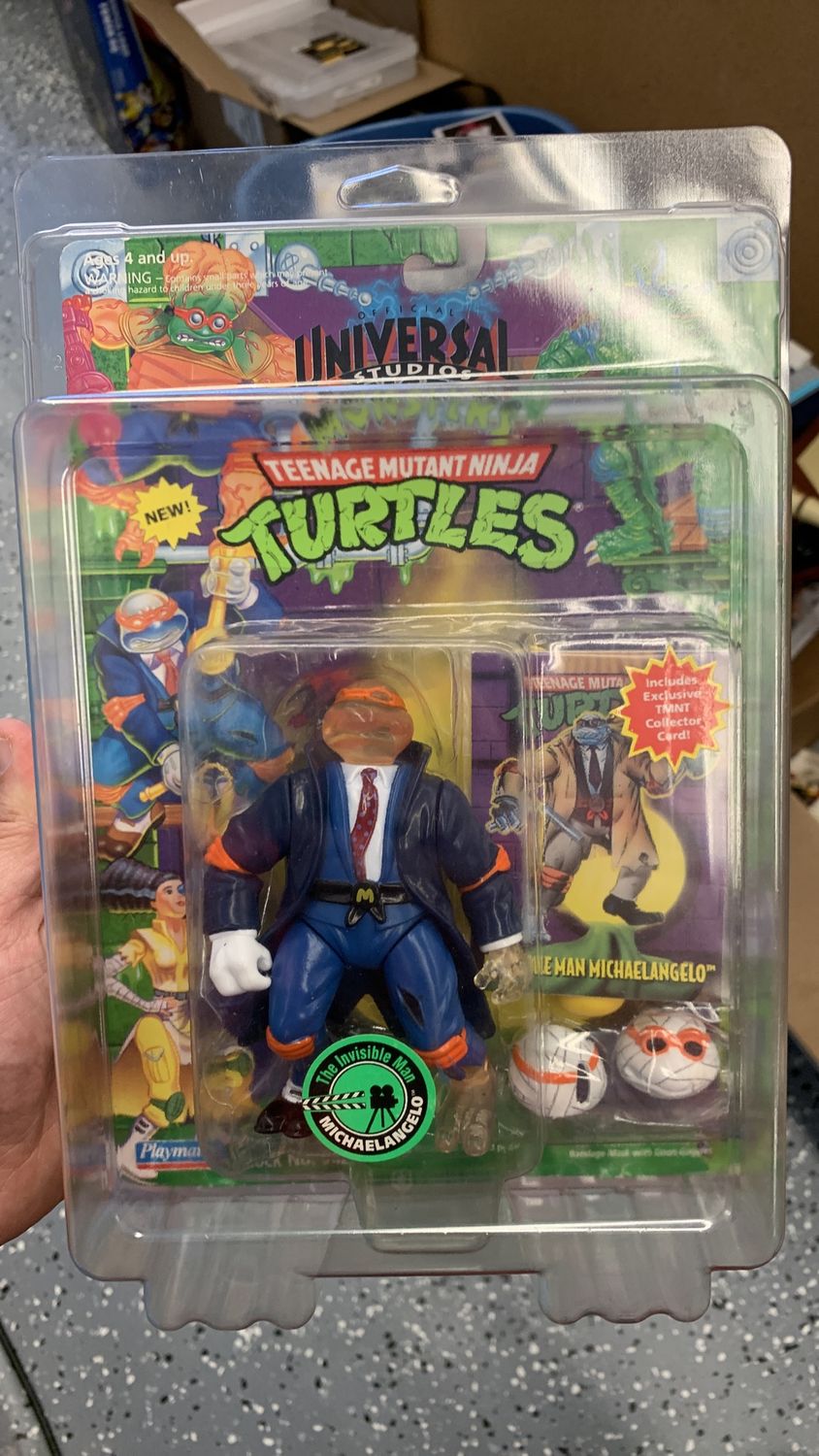Playmates Teenage Mutant Ninja Turtles Universal Monsters Invisible Man Michaelangelo Vintage Figure 1994