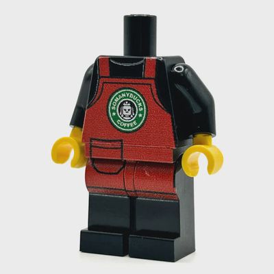 B3 SoManyBucks Coffee Christmas Apron Barista Employee Minifigure Body Custom Lego