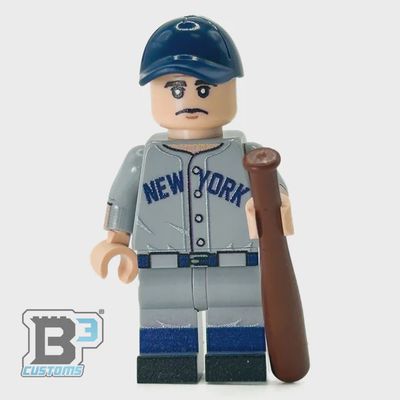 B3 Ruth #3 NY Baseball Player Minifigure Custom Lego