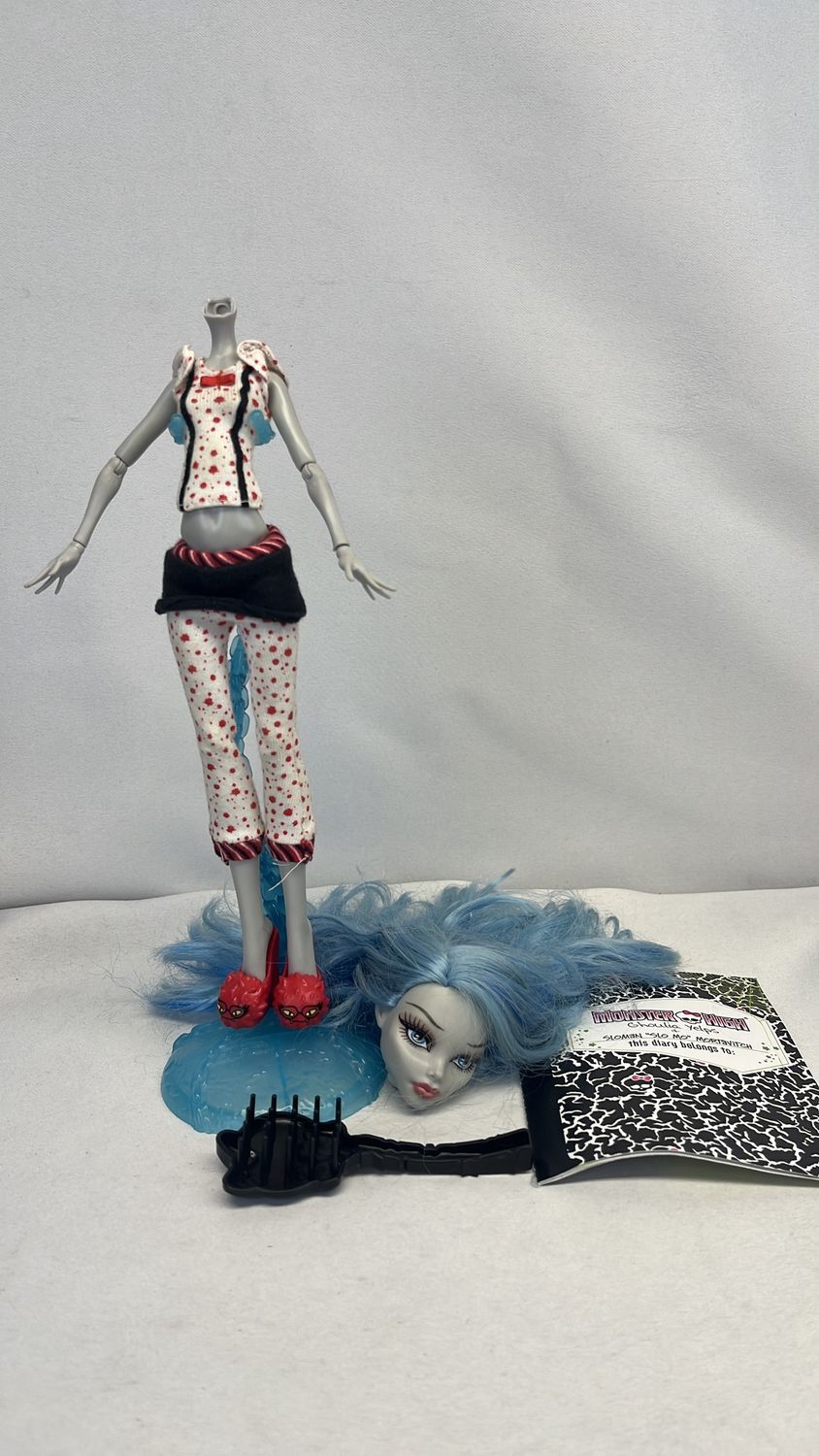 Mattel Monster High Doll Ghoulia Yelps (Pajamas) Figure 2014 (used) Incomplete &amp; Damaged)