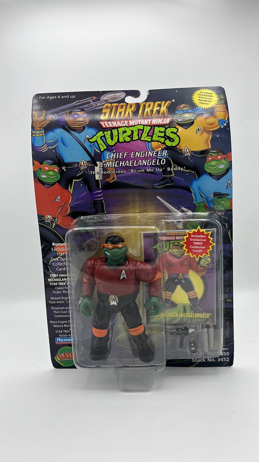 Playmates TMNT Star Trek Chief Engineer Michaelangelo Vintage Figure 1994