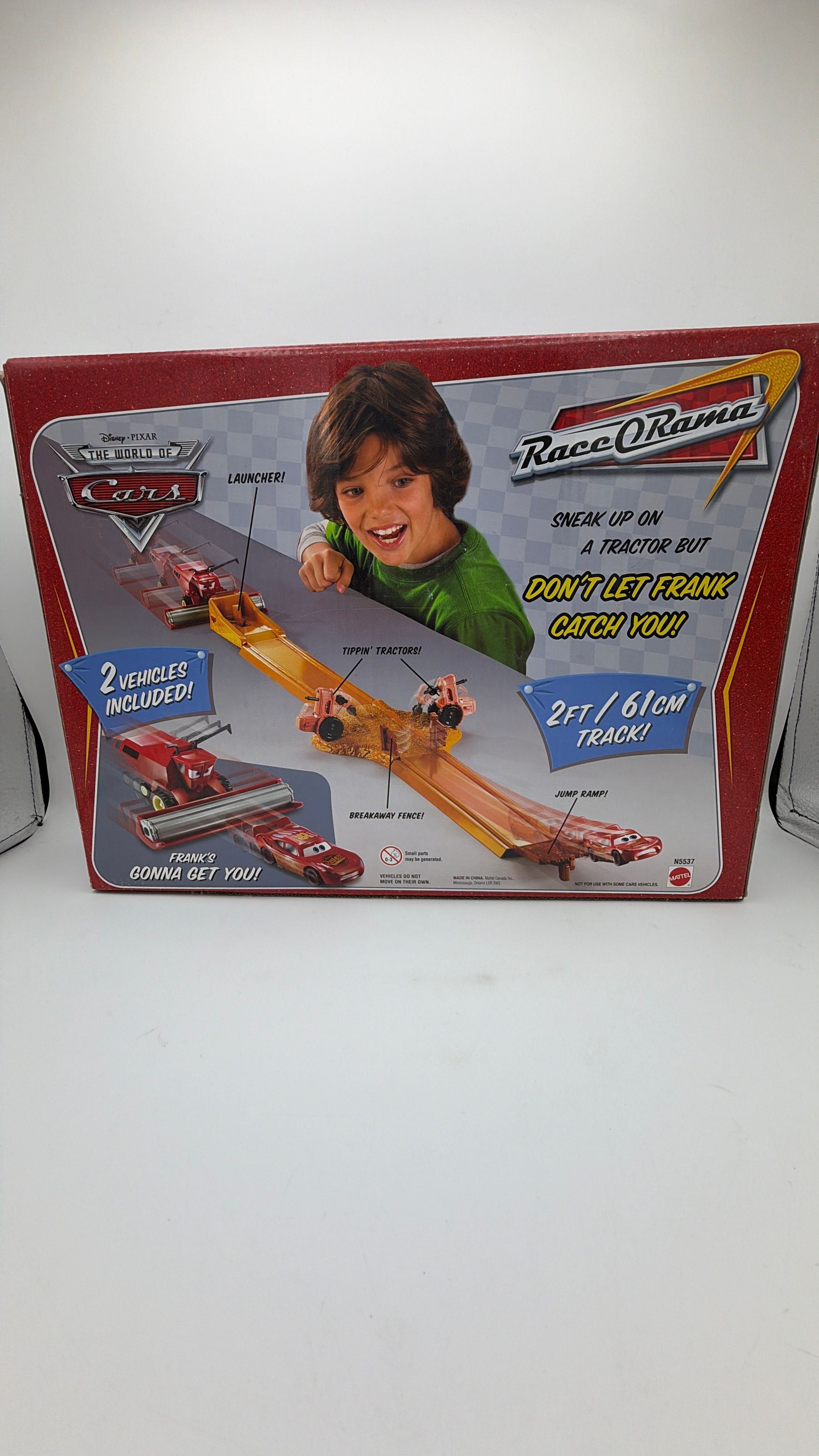Disney Pixar Cars 2012 Race O Rama Tractor Tippin’ Track Set Frank & Lightning McQueen view 2
