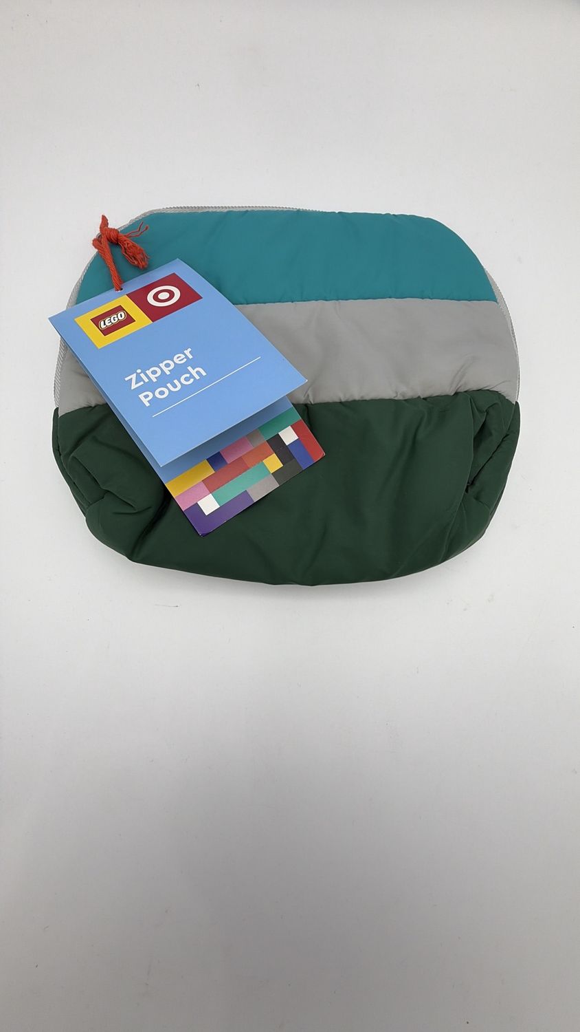 LEGO x Target Collection Green /Gray Zipper Pouch Block Pattern Inside