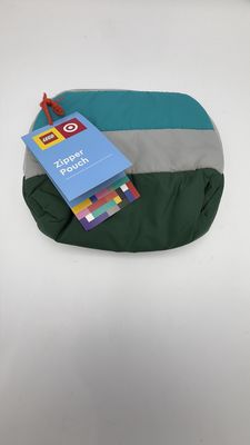 LEGO x Target Collection Green /Gray Zipper Pouch Block Pattern Inside