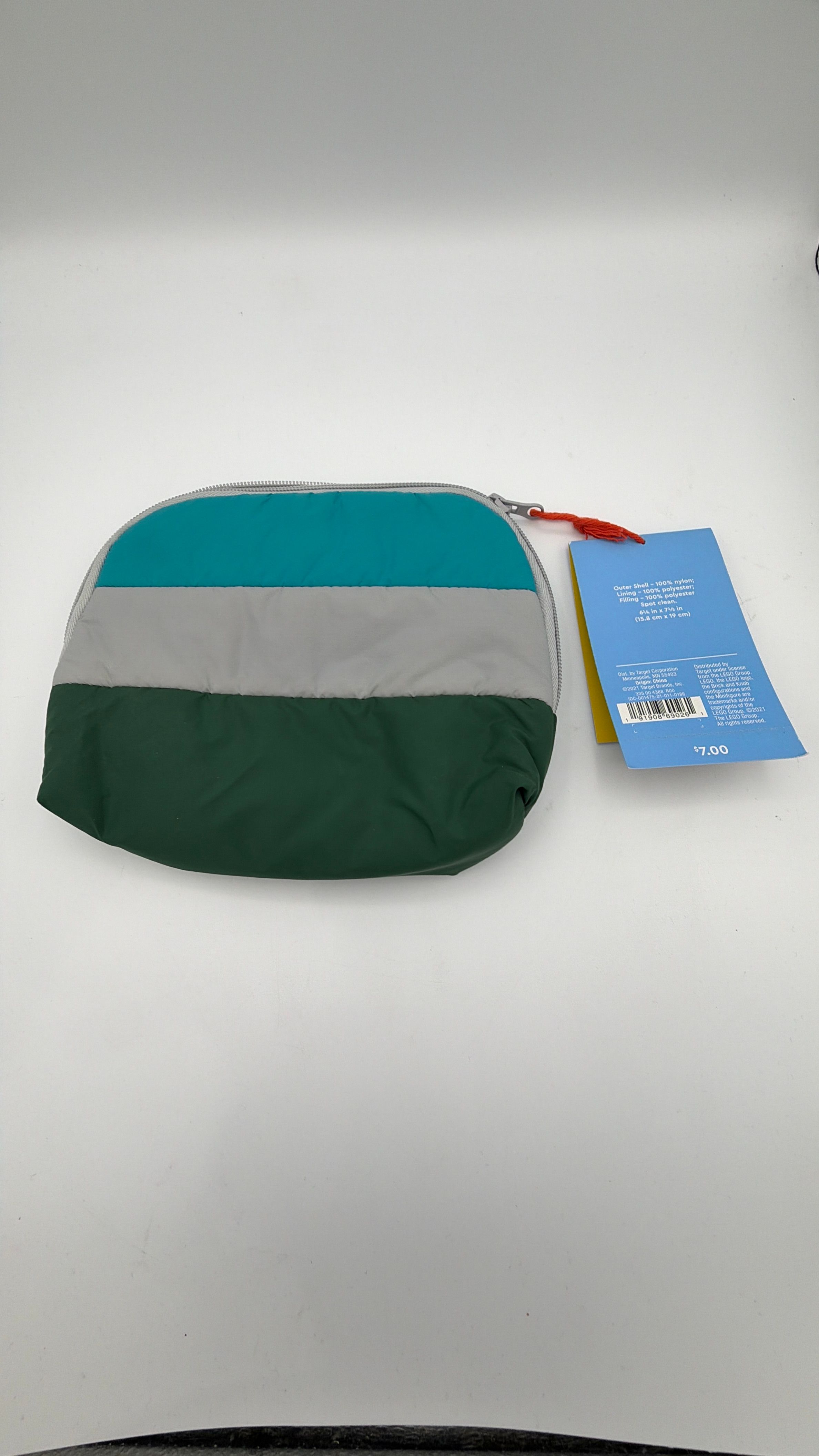LEGO x Target Collection Green /Gray Zipper Pouch Block Pattern Inside view 2