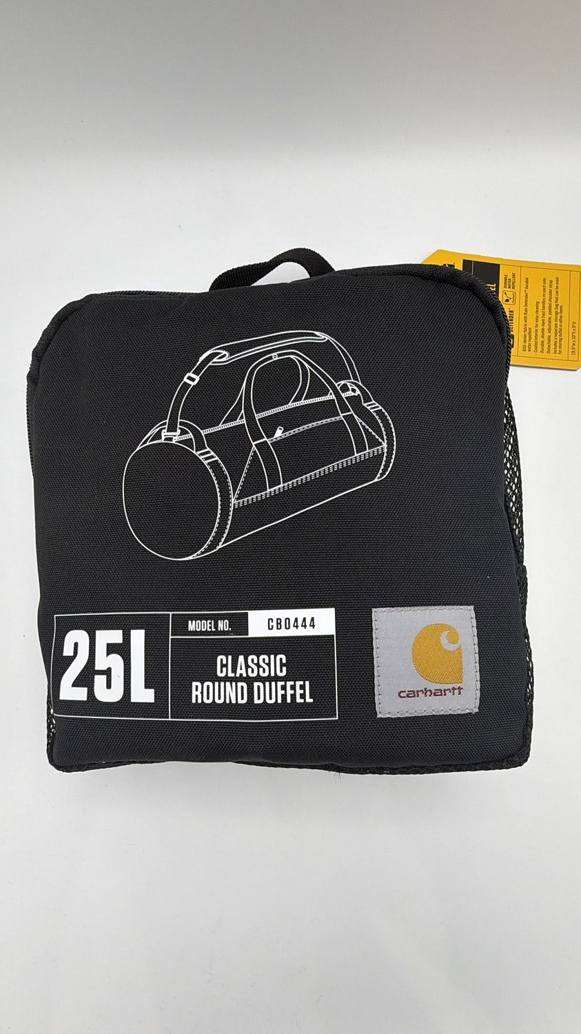 Carhartt 25L Classic Round Duffel Bag Black Model CB0444 New