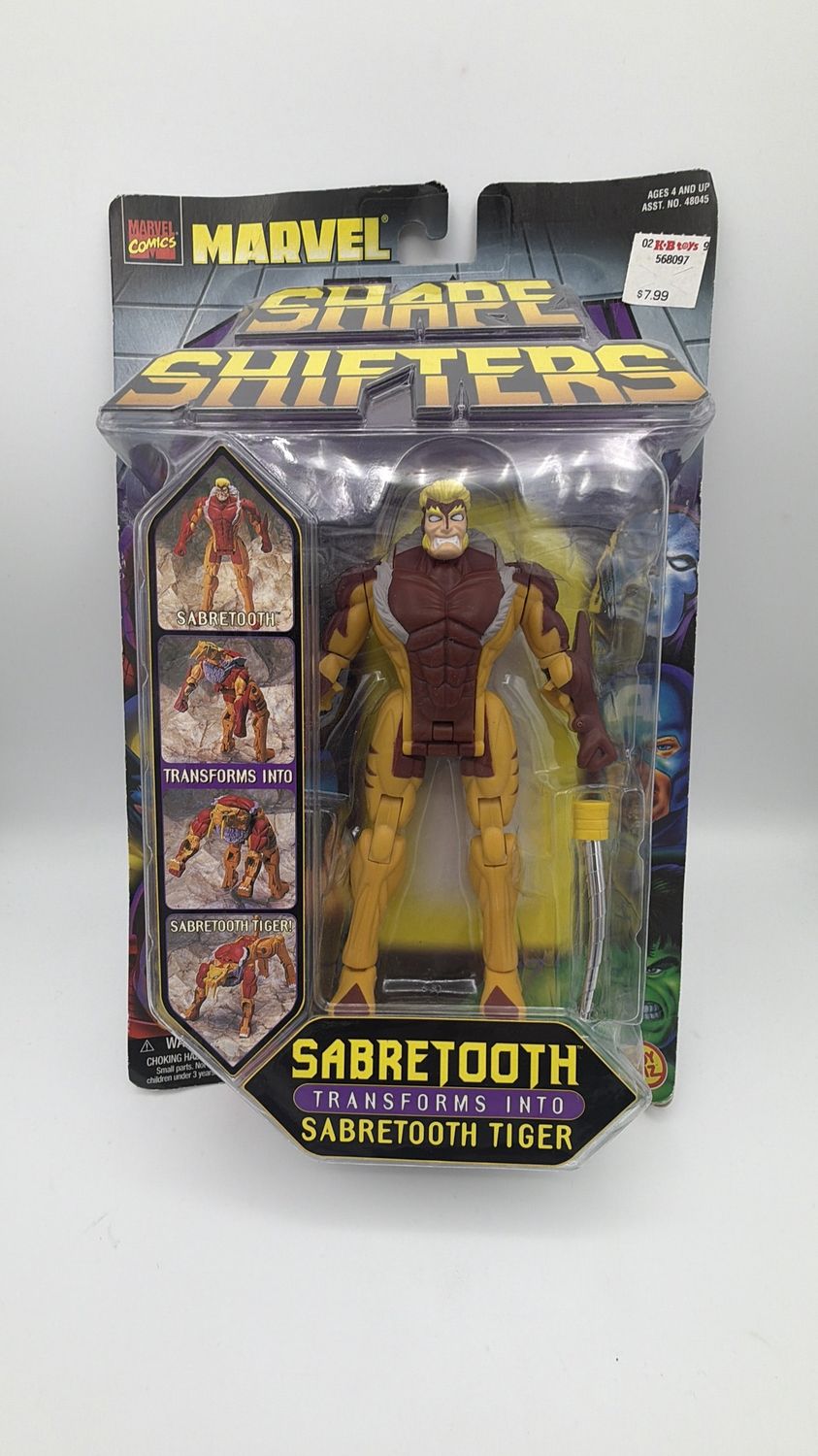 ToyBiz Marvel Shape Shifters Figure 1999 Sabretooth Transforms Into Sabretooth Tiger