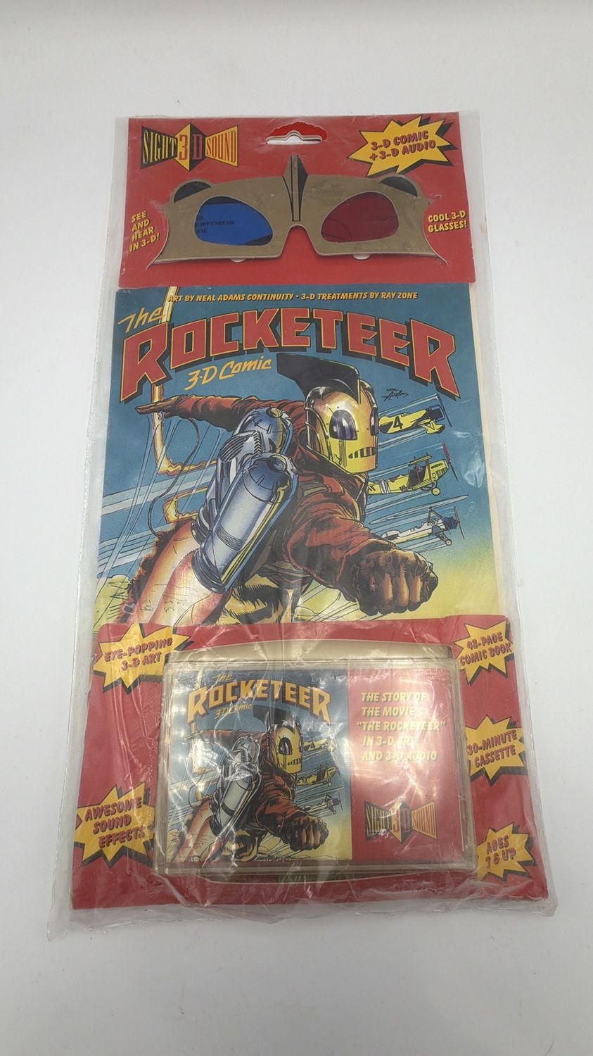 The Rocketeer (1991) 3-D Comic Cassette and 3D Glasses Neal Adams Brand New