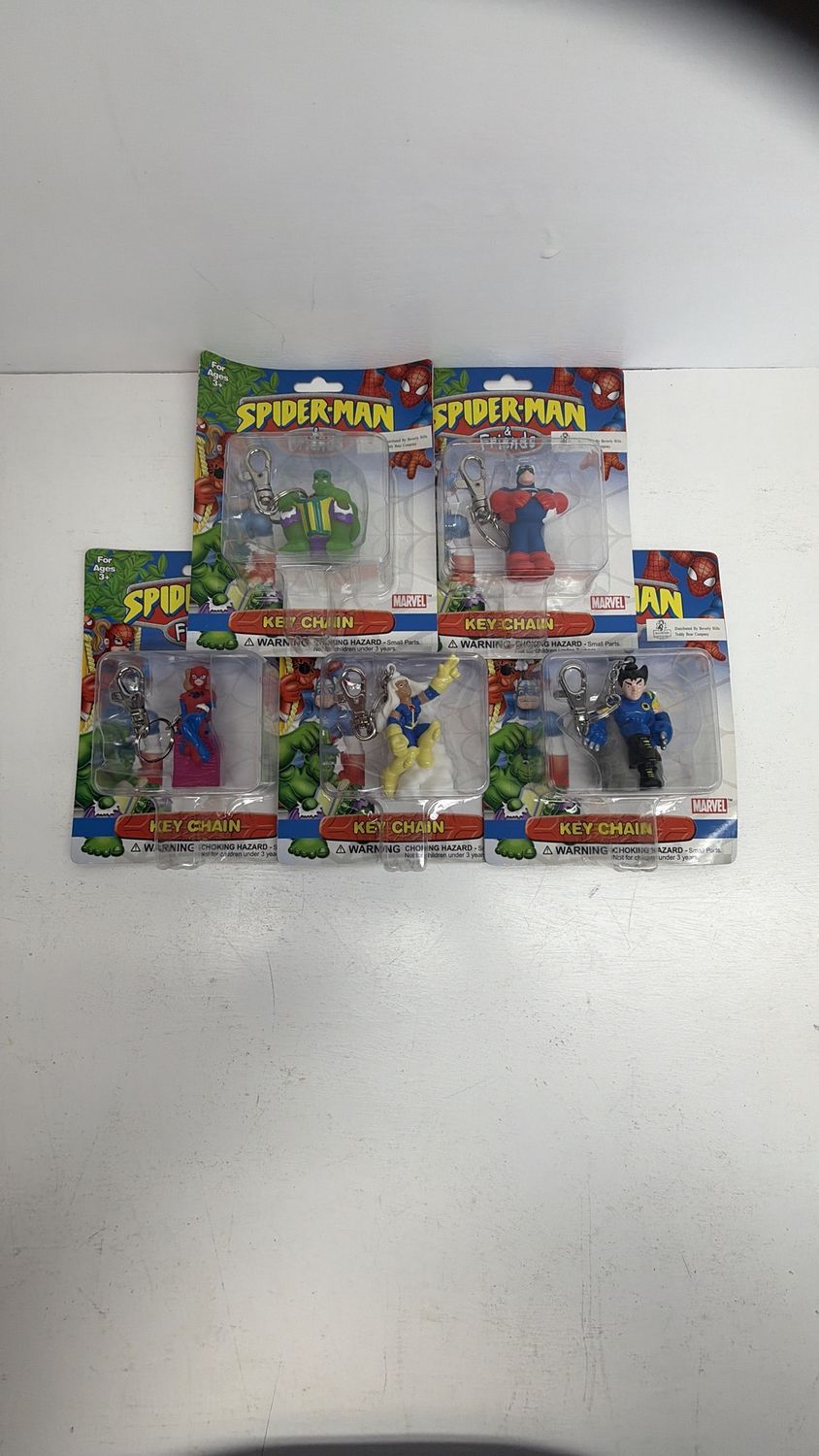 2002 Playfully Yours Marvel Spider-Man &amp; Friends Keychain Lot of 5