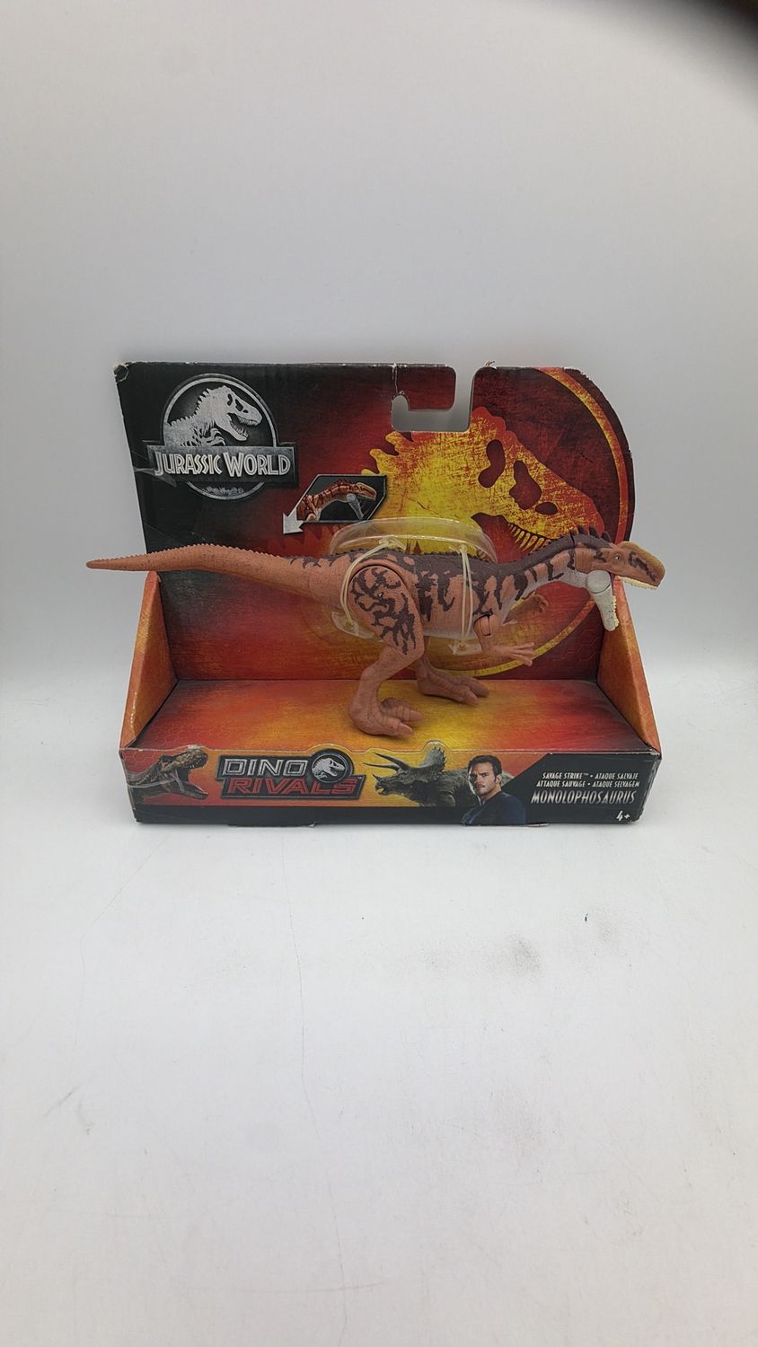 Jurassic World Monolophosaurus Figure Savage Strike Dino Rivals Orange Dinosaur