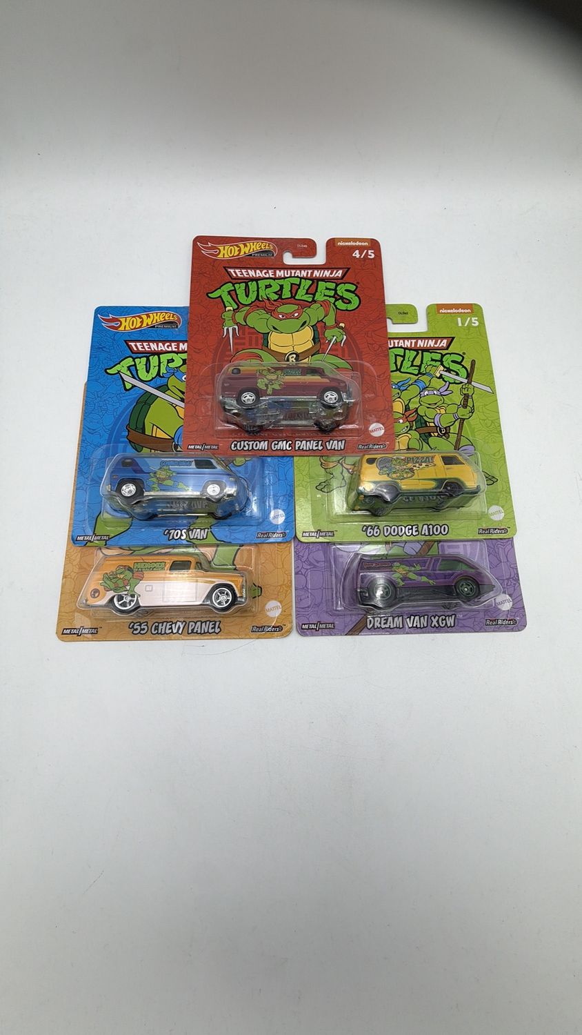 Mattel Hot Wheels Premium TMNT 5 Pieces Complete Set