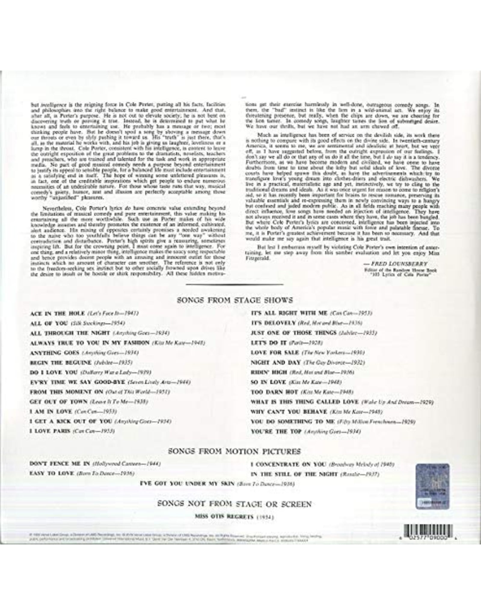Vinyl Record | Ella Fitzgerald - Sings The Cole Porter Song Book 2LP Vital Vinyl view 2