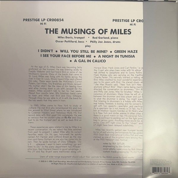 Vinyl Record | Miles Davis Quartet - The Musings Of Miles (Original Jazz Classics Series 180g LP) view 2