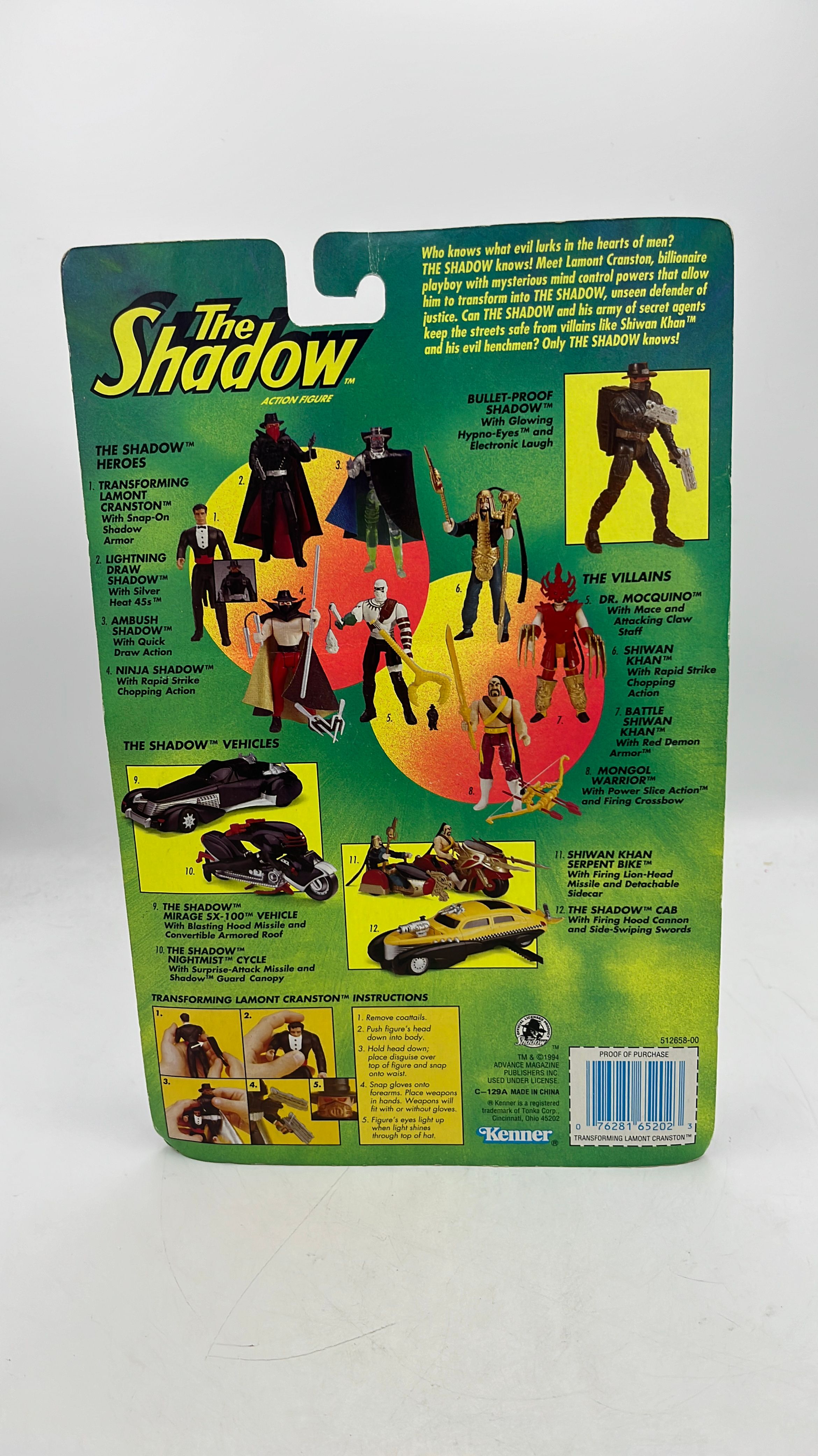 Kenner The Shadow Transforming Lamot Cranston Figure 1994 view 3