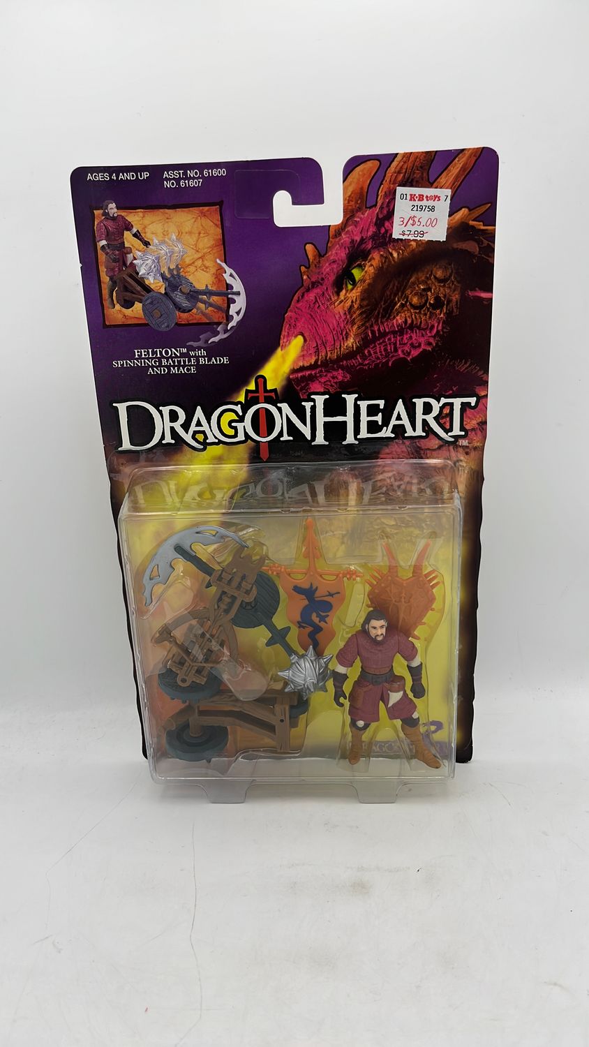 Kenner Dragonheart Felton w Spinning Battle Blade &amp; Mace Figure 1995