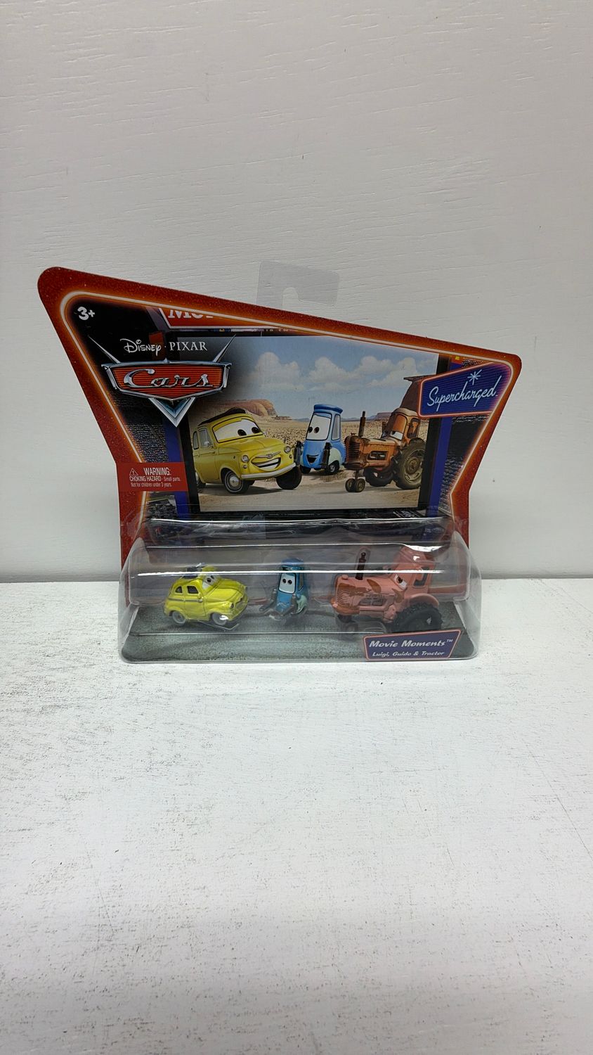 Mattel Disney Pixar Cars Supercharge Luigi Guido Tractor 1:55 Diecast Movie Moments