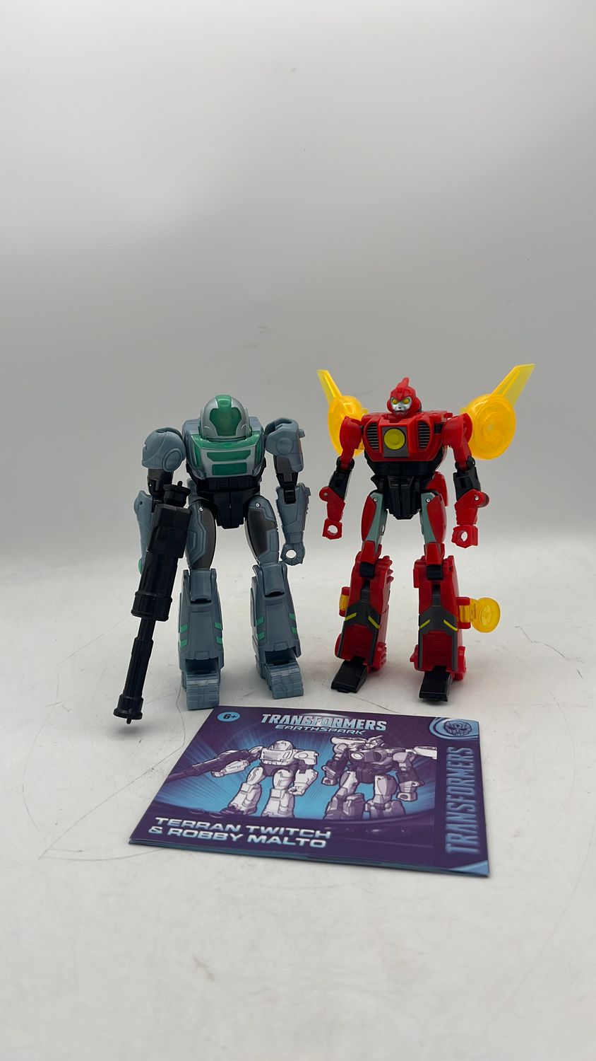 Hasbro Transformers Earthspark Terran Twitch &amp; Robby Malto Figures 2023 (used)