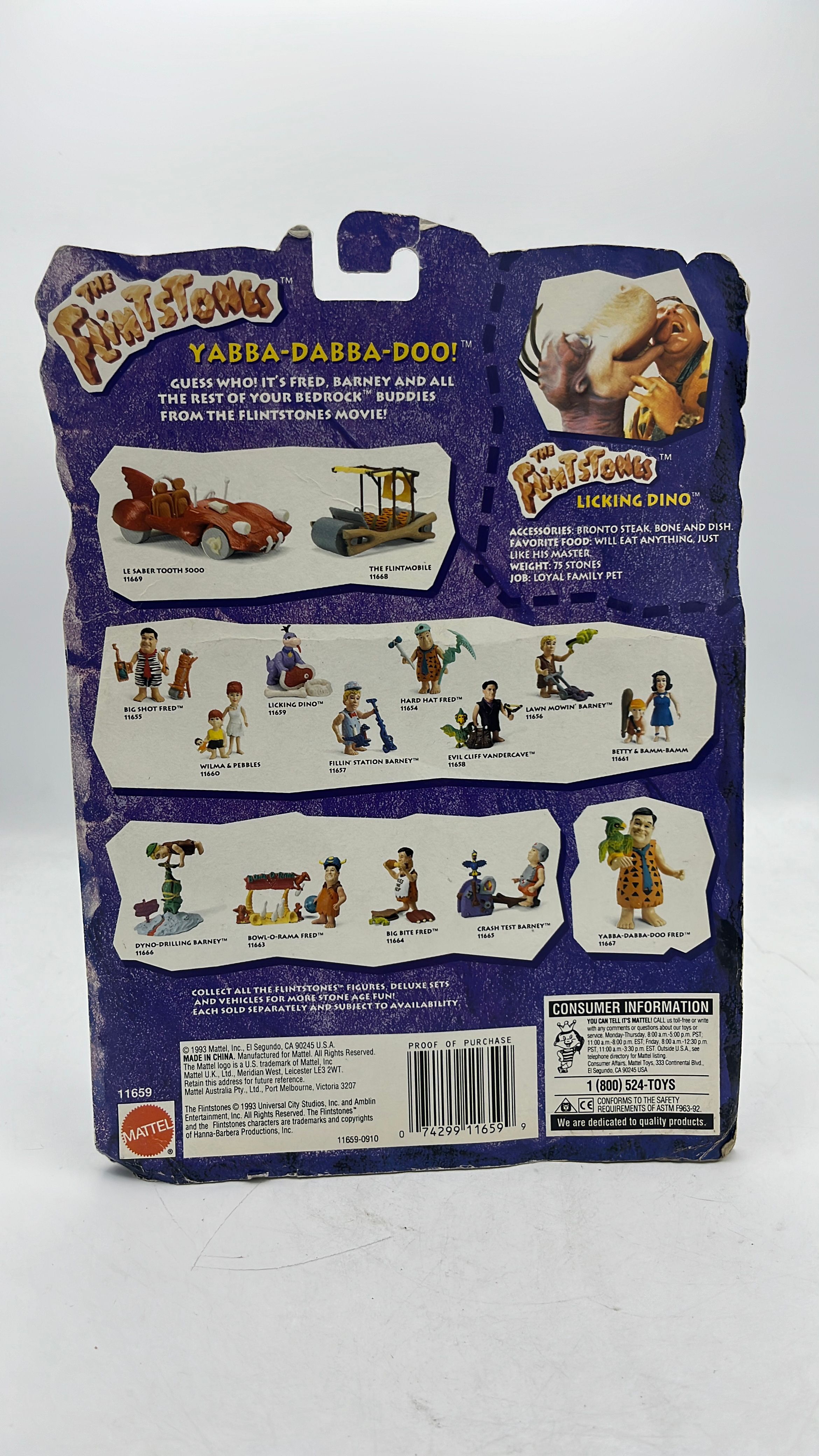Mattel The Flintstones Licking Dino Vintage Figure 1993 view 3
