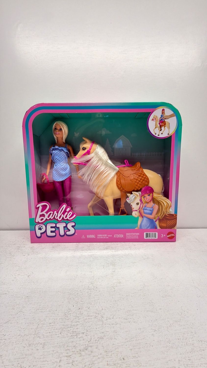 Mattel Barbie &amp; Horse, Blonde Doll with Riding Accessories