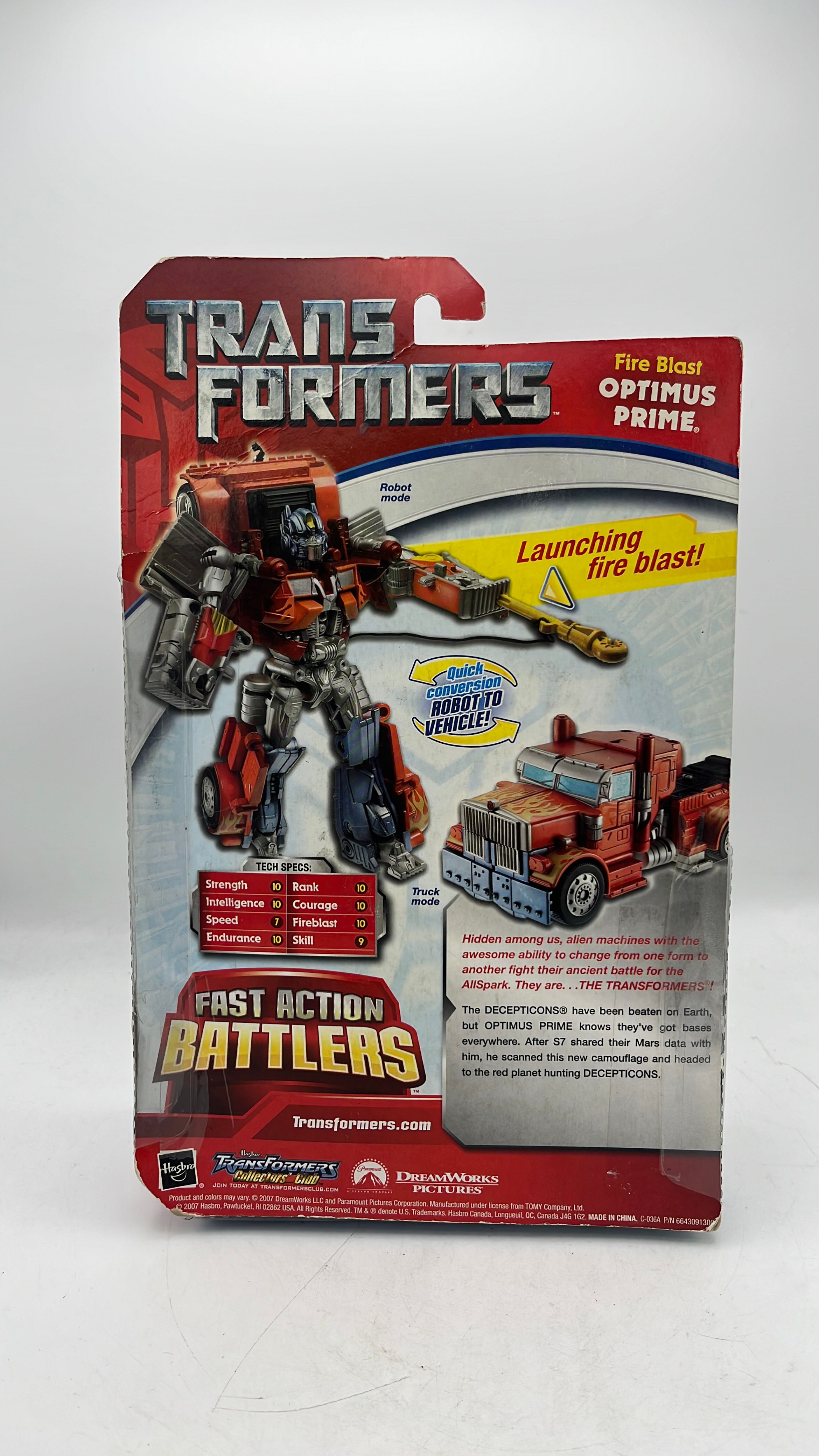 Hasbro Transformers Fast Action Battlers Fire Blast Optimus Prime Figure 2007 view 3