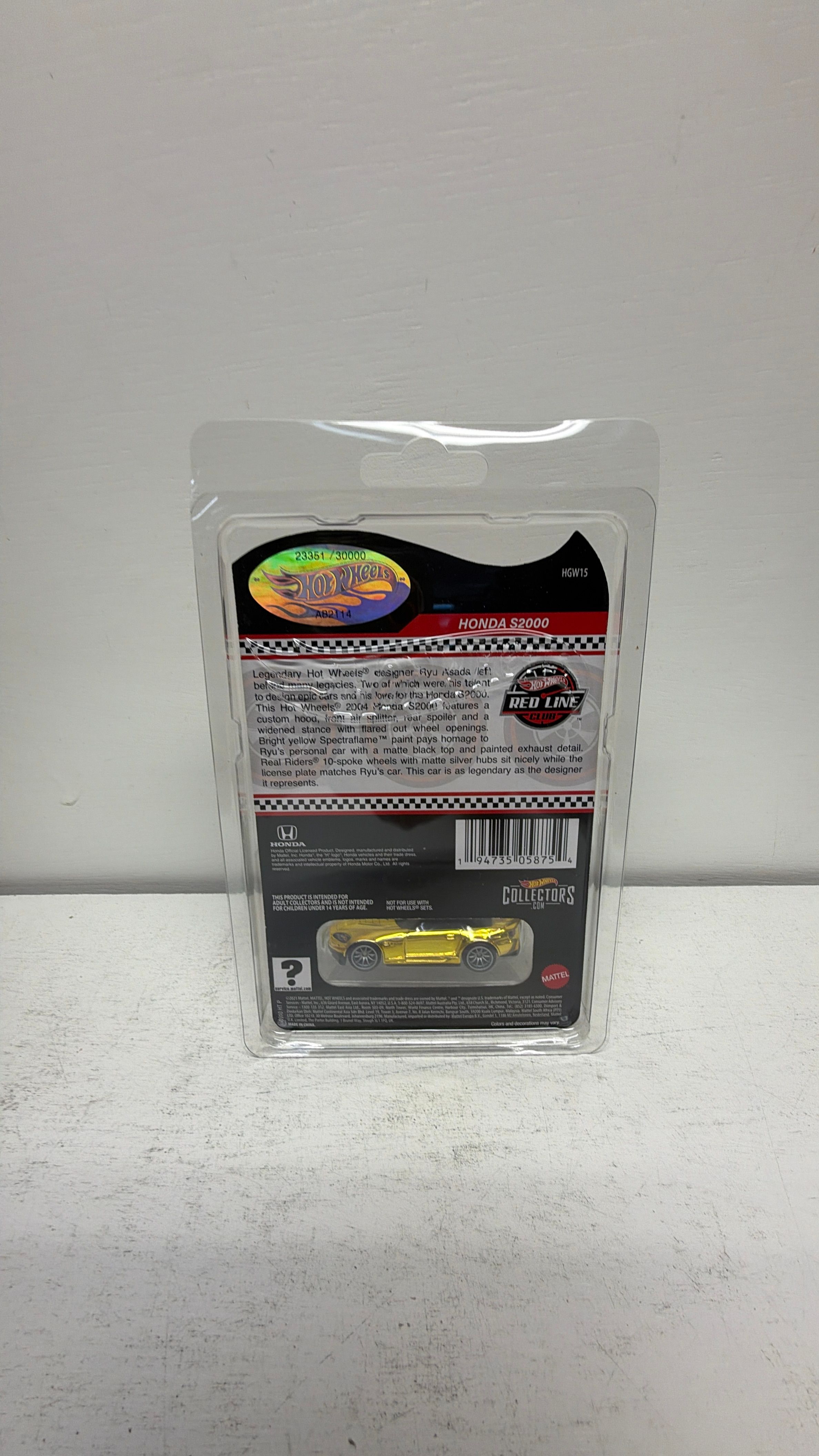 Mattel Hot Wheels RLC Red Line Club Honda S2000 Gold Ryu Asada 23351/30000 view 2