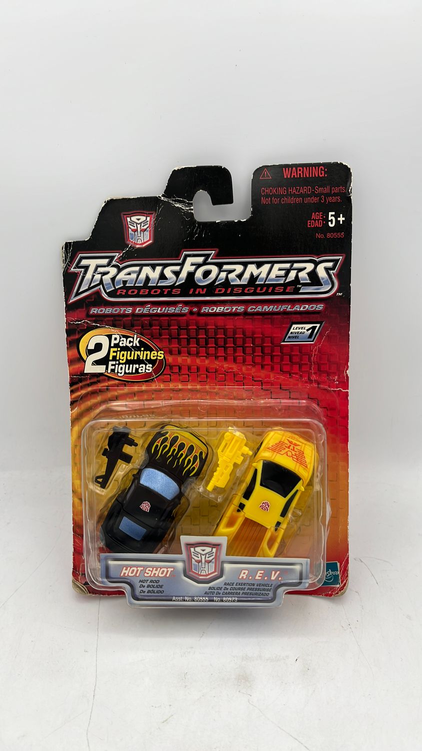 Hasbro Transformers Robots In Disguise Mini-Con Hot Shot &amp; R.E.V. Figures 2001