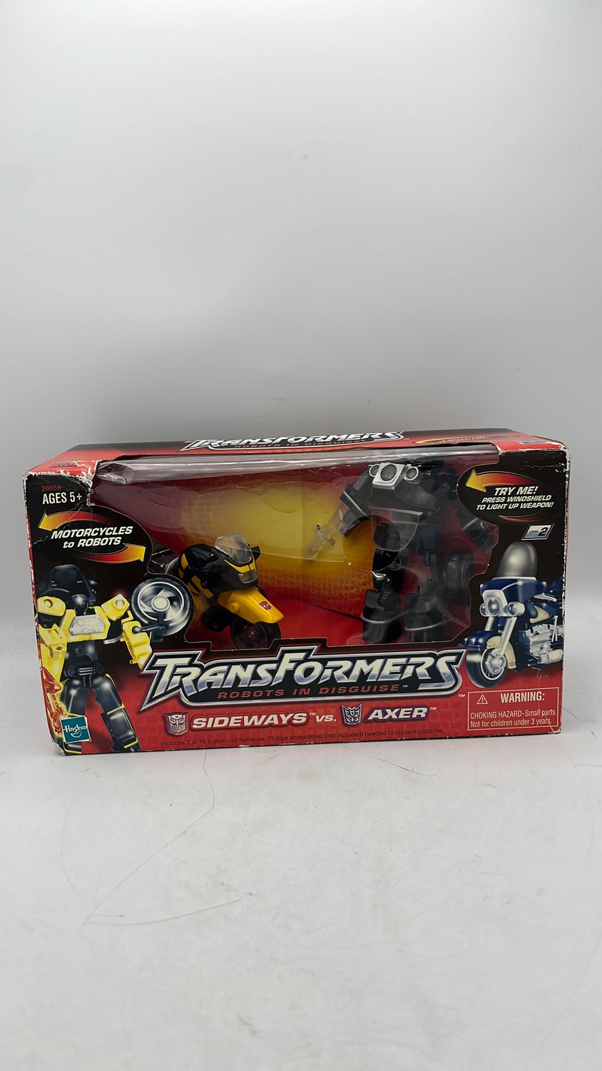 Hasbro Transformers Robots In Disguise Sideways Vs. Axer Figures 2001