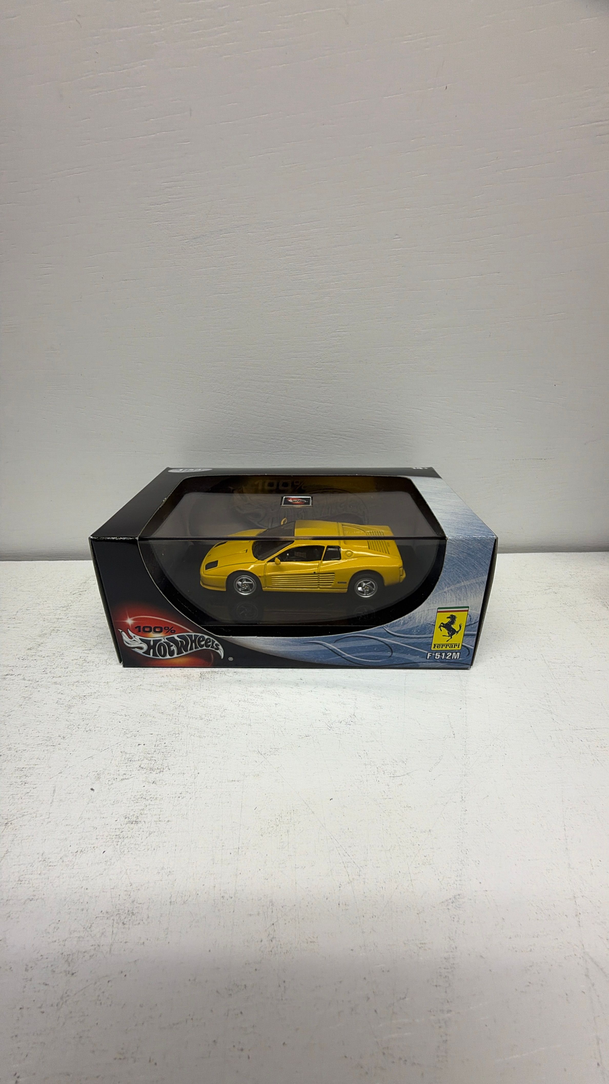 Mattel Hot Wheels 100% Ferrari F512M Yellow Diecast Car 1:43 With Box