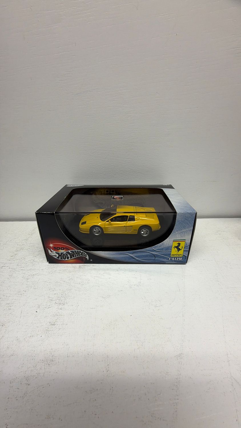 Mattel Hot Wheels 100% Ferrari F512M Yellow Diecast Car 1:43 With Box