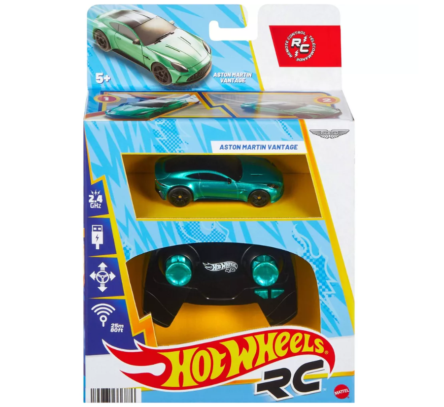 Mattel Hot Wheels Report Control 1:64 Scale Aston Martin Vantage Vehicle Battery-Powered Remote-Control Race Toy Car