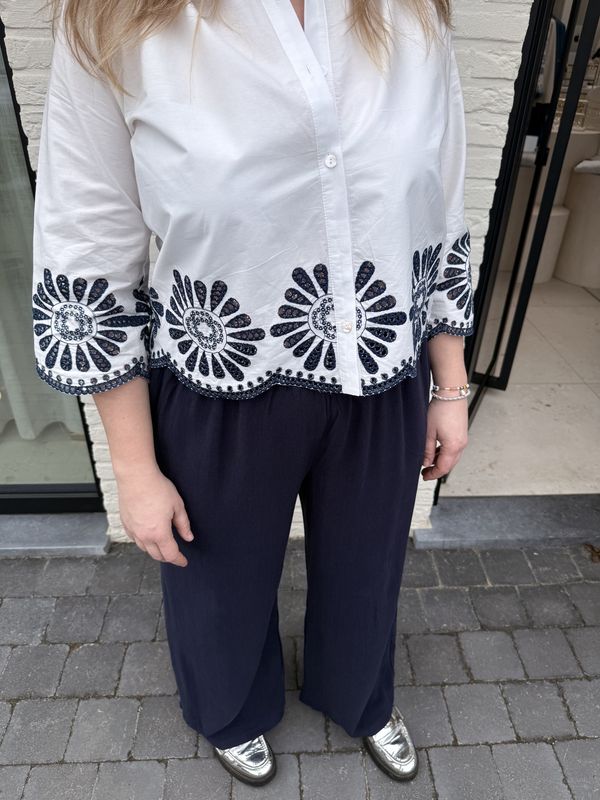 Linnen Broek Marineblauw