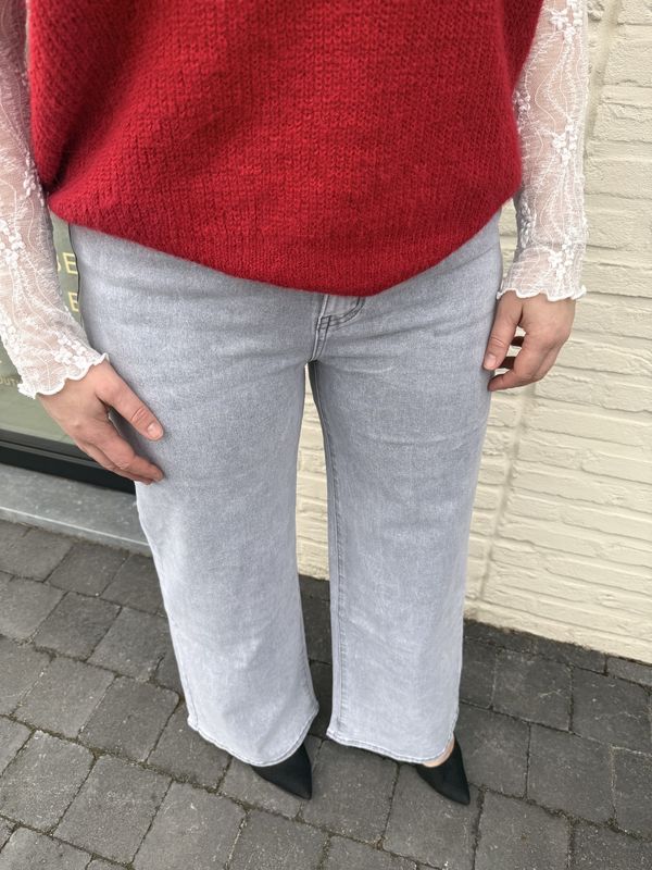 Lichtgrijze Wijde Jeans