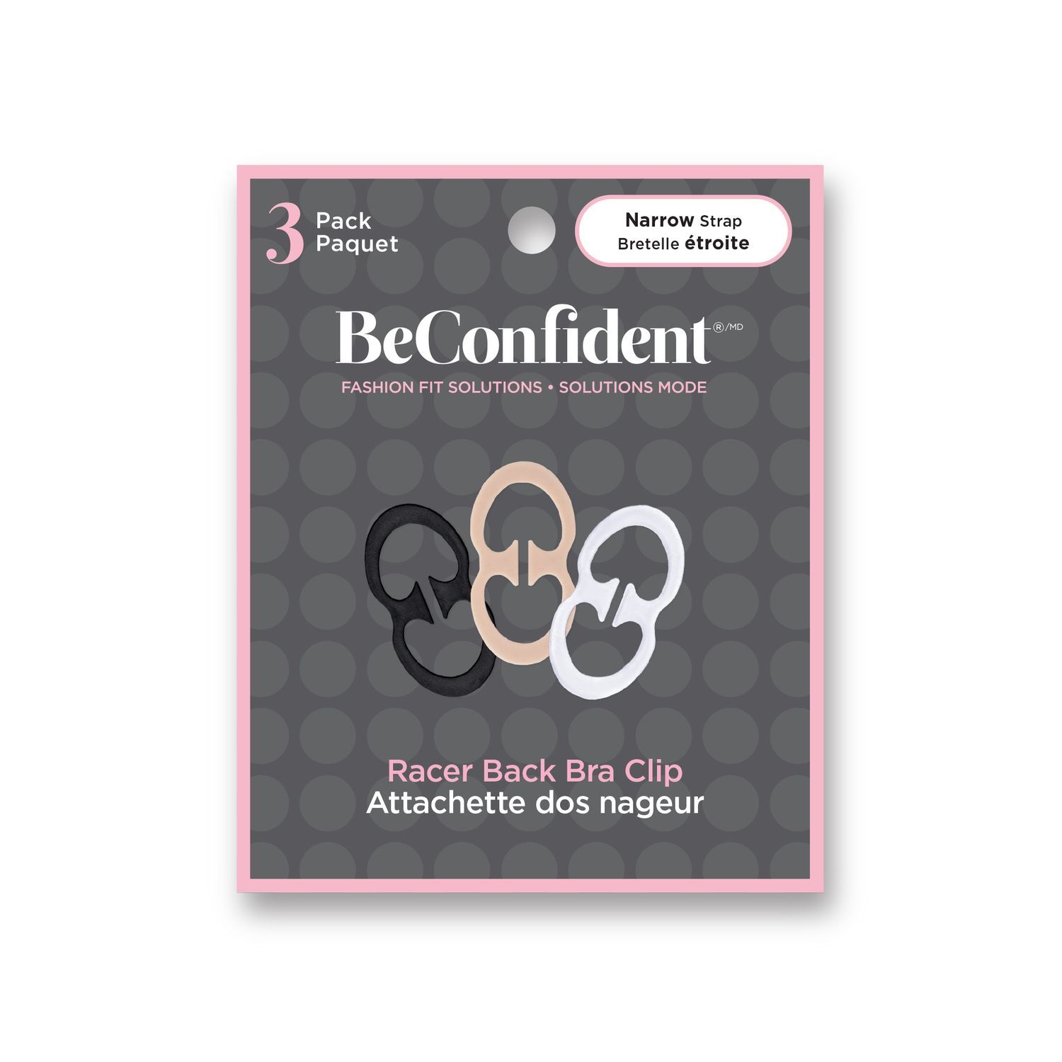 BeConfident Racer Back Bra Clip 3-Pack, Size: Narrow Straps