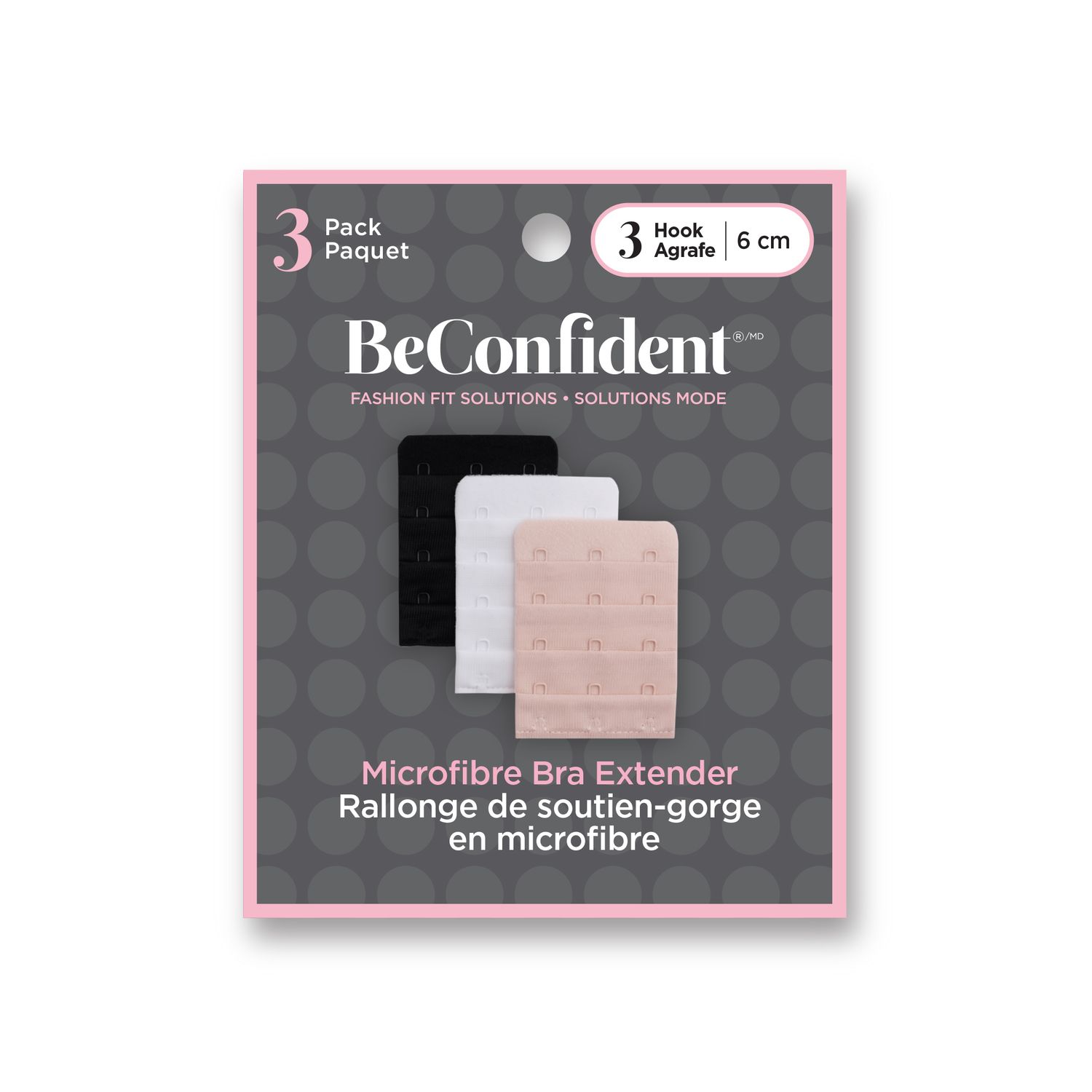 BeConfident 3-Hook Bra Extenders, 3pk