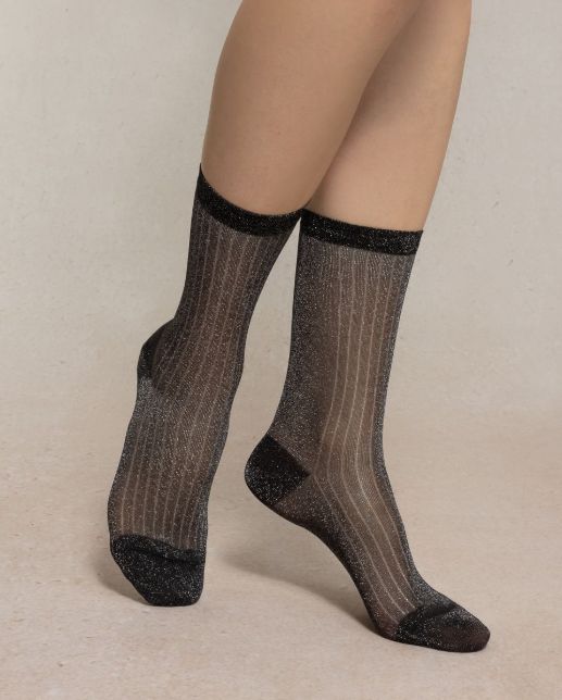 BleuForet Ribbed Transparent Sparkle Socks 6587