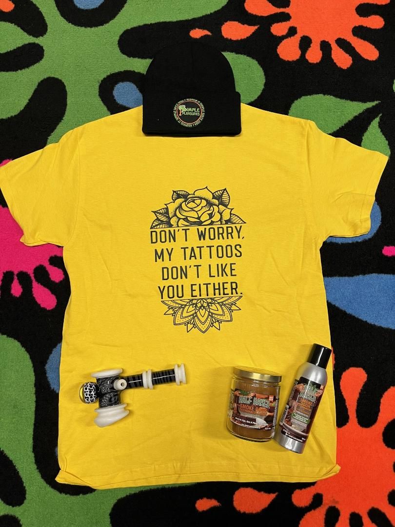 Cloud 9 Don&#39;t Worry My Tattoos Don&#39;t Like You Either T shirt, Color: Yellow, Size: Small