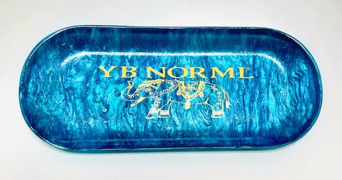 YB Norml Oval Metal Black Rolling Tray Small