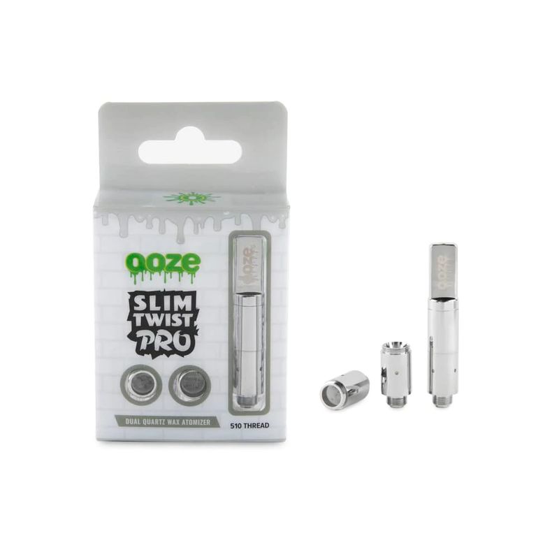 Ooze Slim Twist Pro Dual Quartz Atomizer Silver