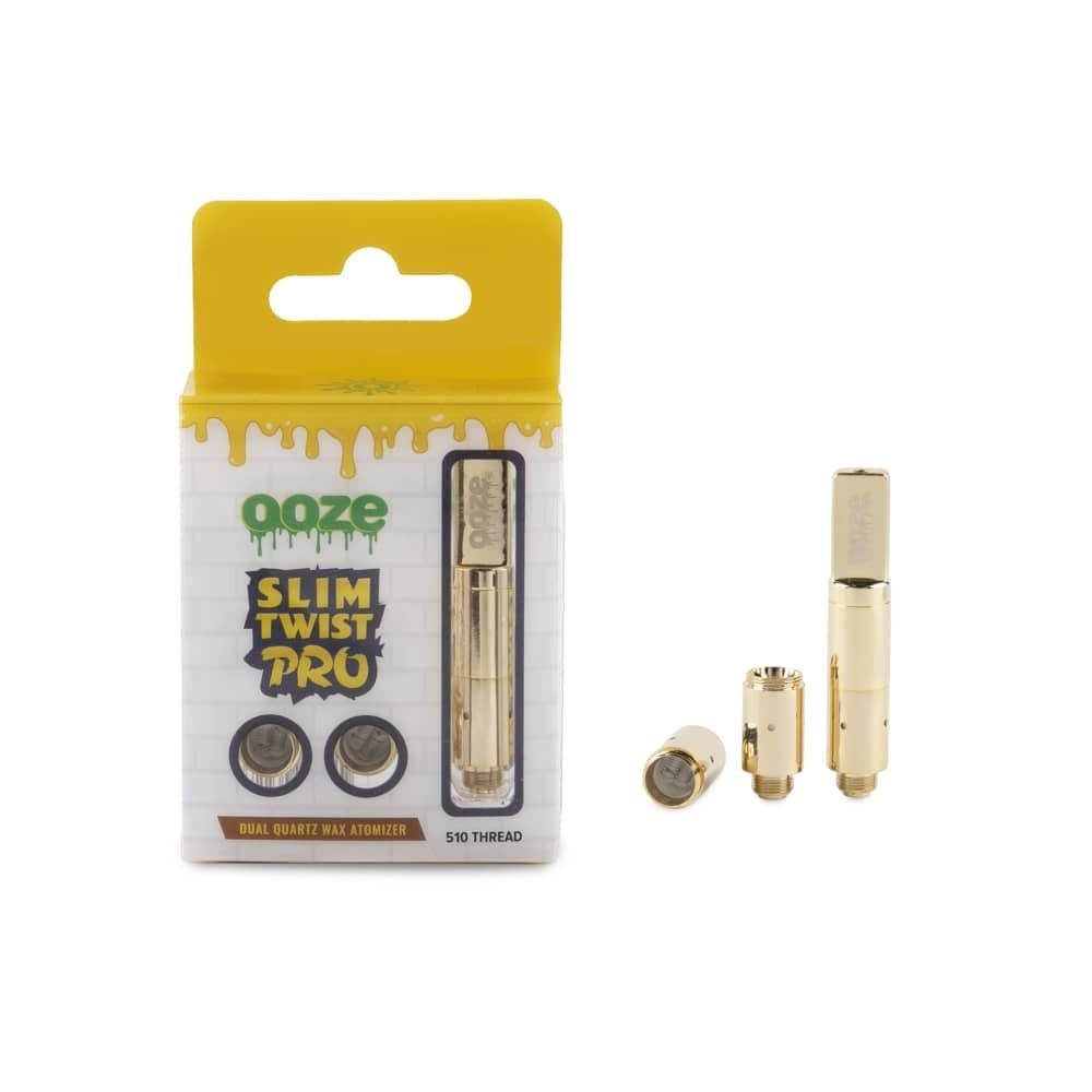 Ooze Slim Twist Pro Dual Quartz Atomizer Gold