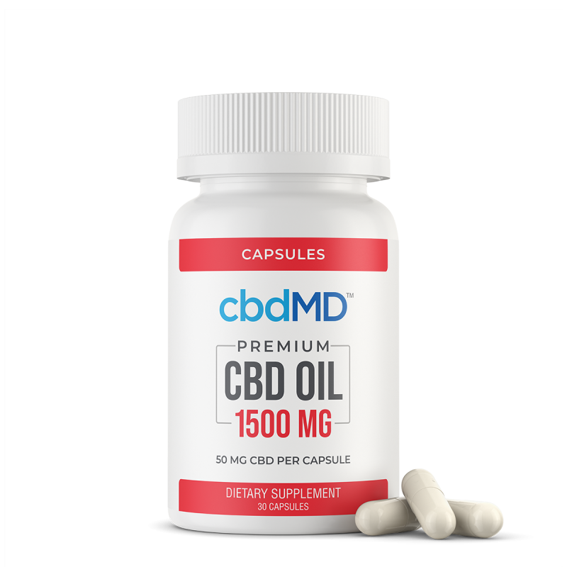CBDMD CBD Oil Capsules 1500mg 30ct 50mg Per Cap