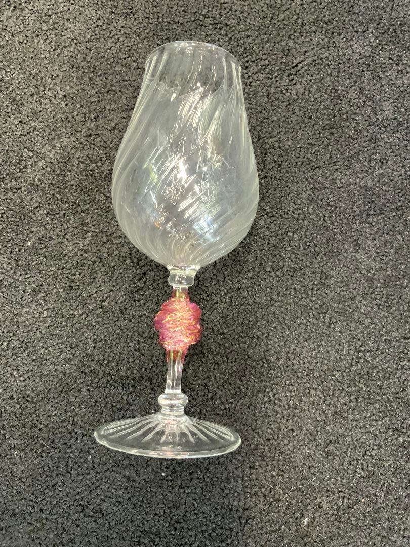 Kevin Beecher Pink Wrapped Fumed Stem Wine Glass
