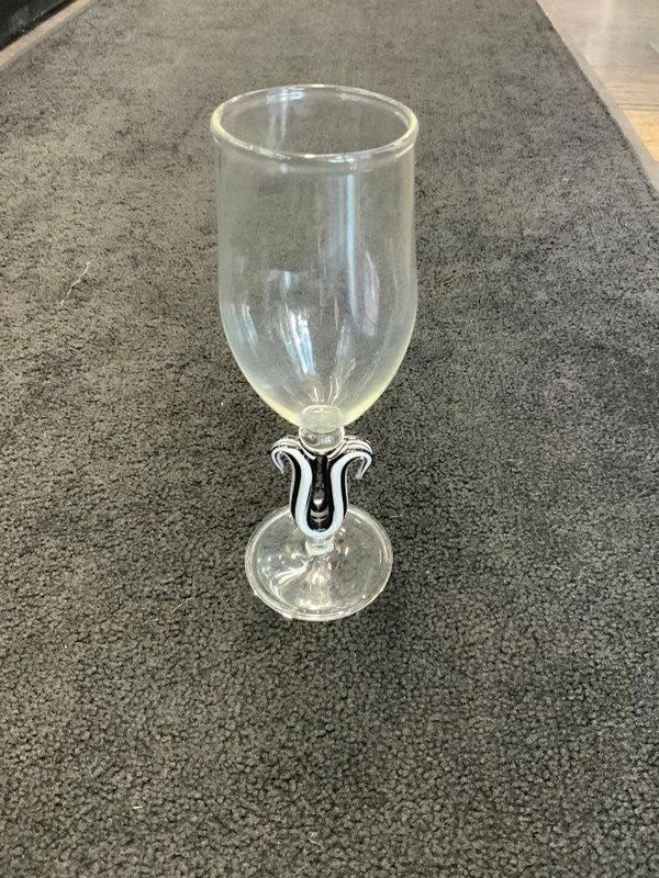Kevin Beecher Black and White Ribbon Cane Stem Wine Glass