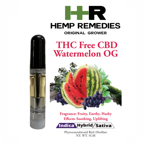 Hemp Remedies CBD 1G Cart THC Free Watermelon OG Indica