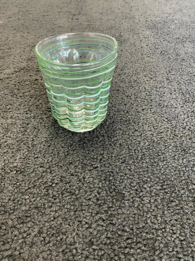 Kevin Beecher Green and White Stemless Wine Glass