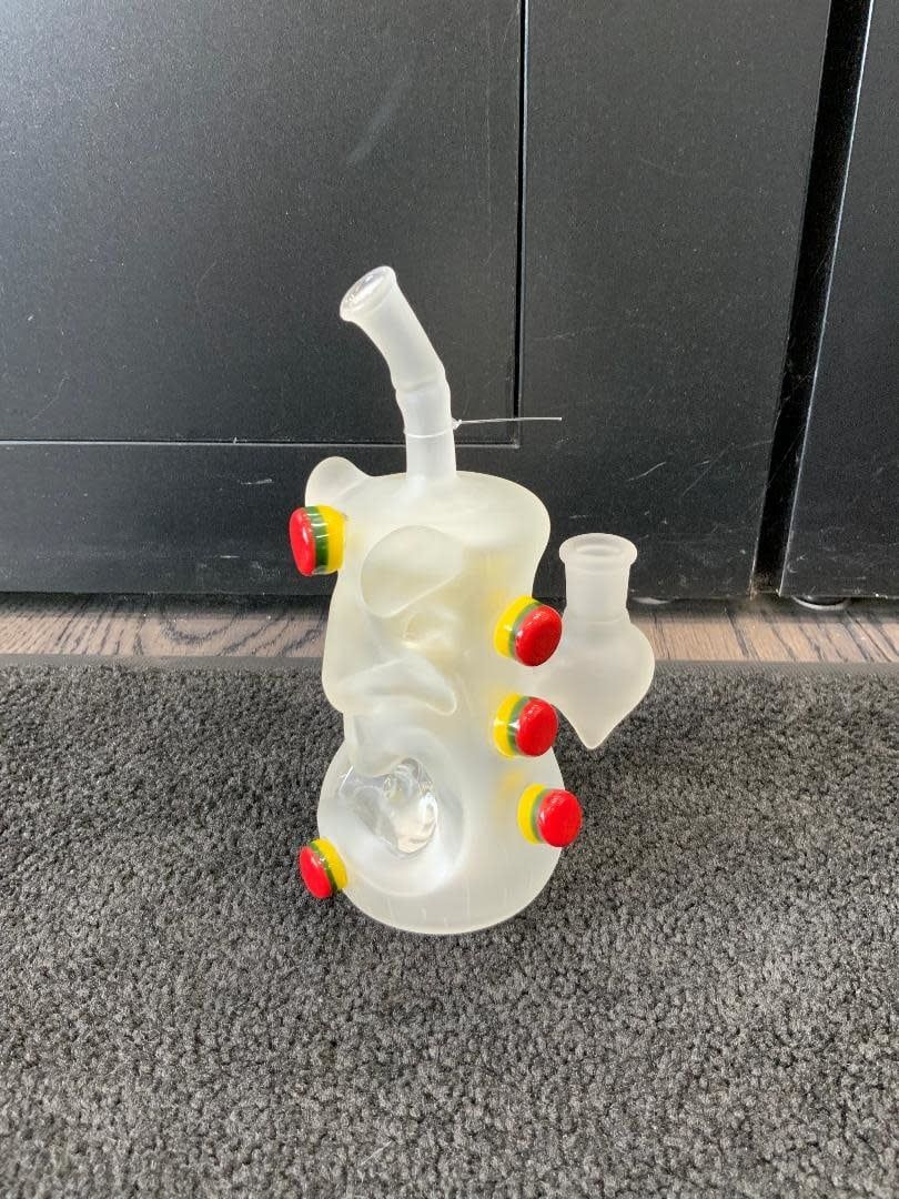 Don Chile Ortega Sandblasted Rasta Tiki Waterpipe